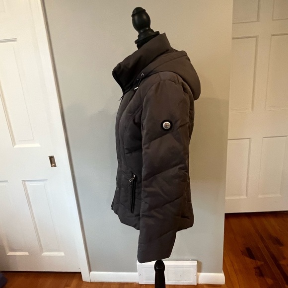 Calvin Klein Quilted Down Puffer Jacket with Hood Brown Sz Small Womens - Picture 3 of 6
